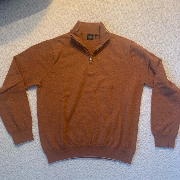Black Saks Fifth Avenue Other - Burnt Orange “Black Label” Saks Fifth Quarter Zip Pullover with Stand Up Collar